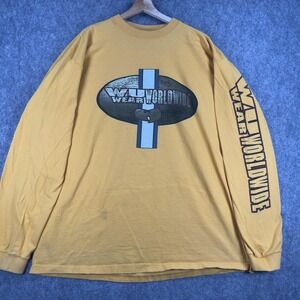 Vintage Wu Wear Shirt Mens 2XL Yellow Long Sleeve Wu-Tang Worldwide Graphic 90s